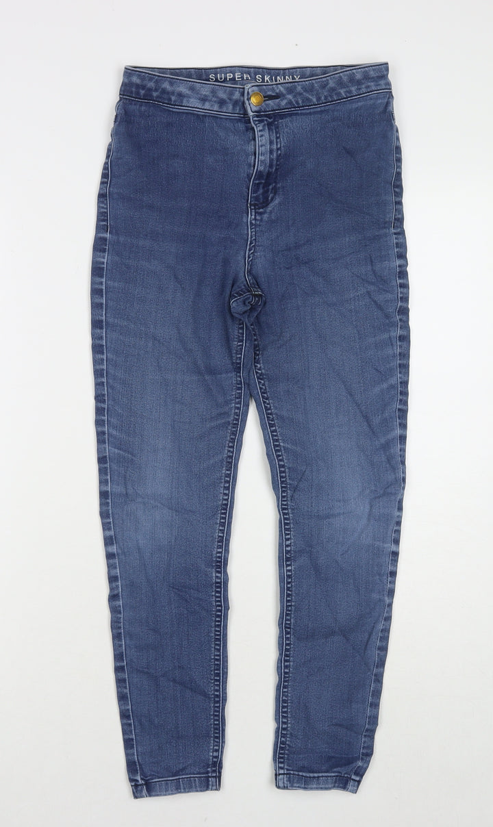 Marks and Spencer Womens Blue Cotton Skinny Jeans Size 10 L24 in Regular Zip