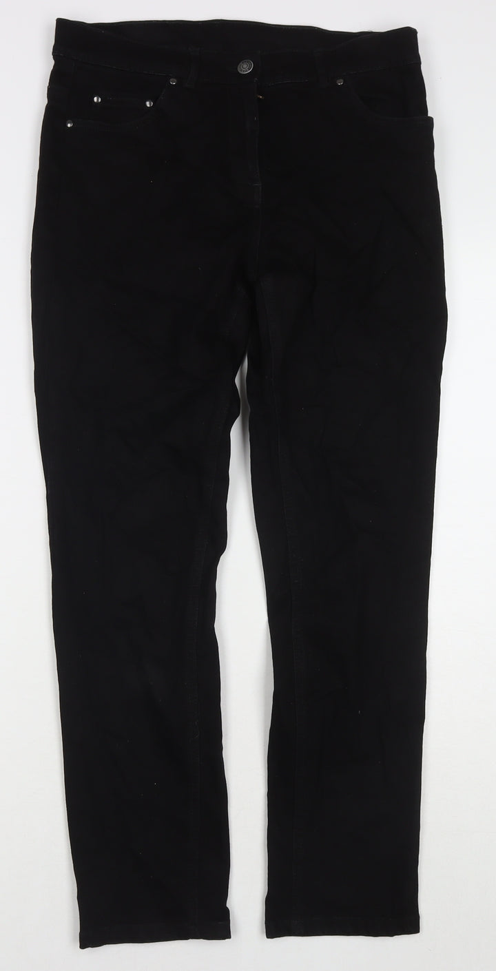 Brook Taverner Womens Black Cotton Straight Jeans Size 8 L27 in Regular Zip