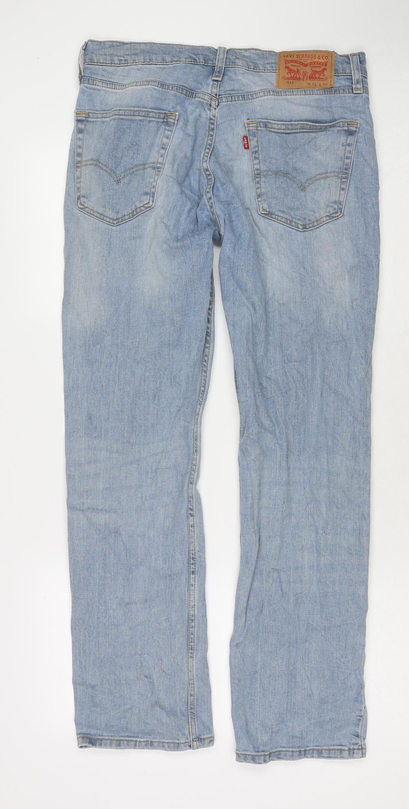 Levi's Mens Blue Cotton Straight Jeans Size 31 in L32 in Regular Zip