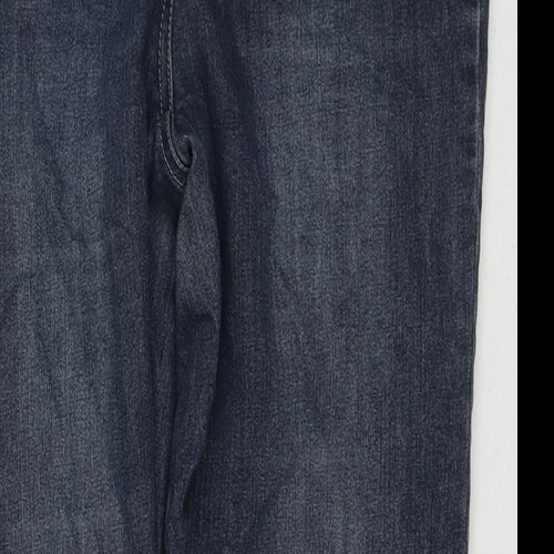 Lief.Kz. Womens Blue Cotton Straight Jeans Size 16 L28 in Regular Zip - Sequin Detail Flowers