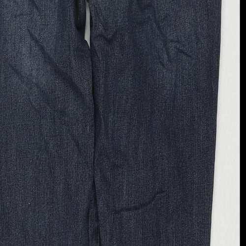 Lief.Kz. Womens Blue Cotton Straight Jeans Size 16 L28 in Regular Zip - Sequin Detail Flowers