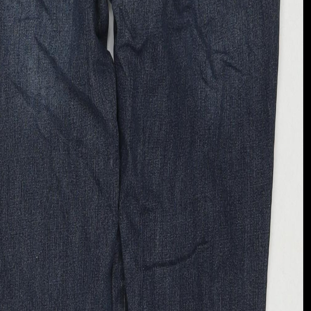 Lief.Kz. Womens Blue Cotton Straight Jeans Size 16 L28 in Regular Zip - Sequin Detail Flowers