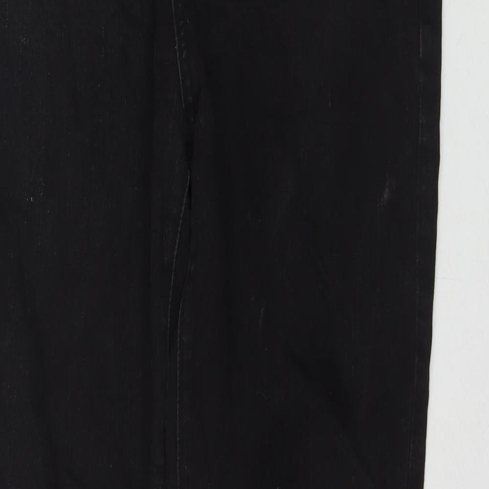 TU Womens Black Cotton Straight Jeans Size 12 L28 in Regular Zip
