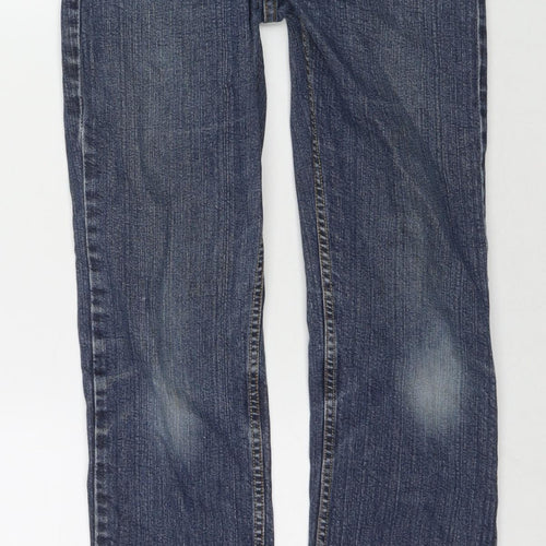 Denim & Co. Womens Blue Cotton Straight Jeans Size 10 L30 in Regular Zip