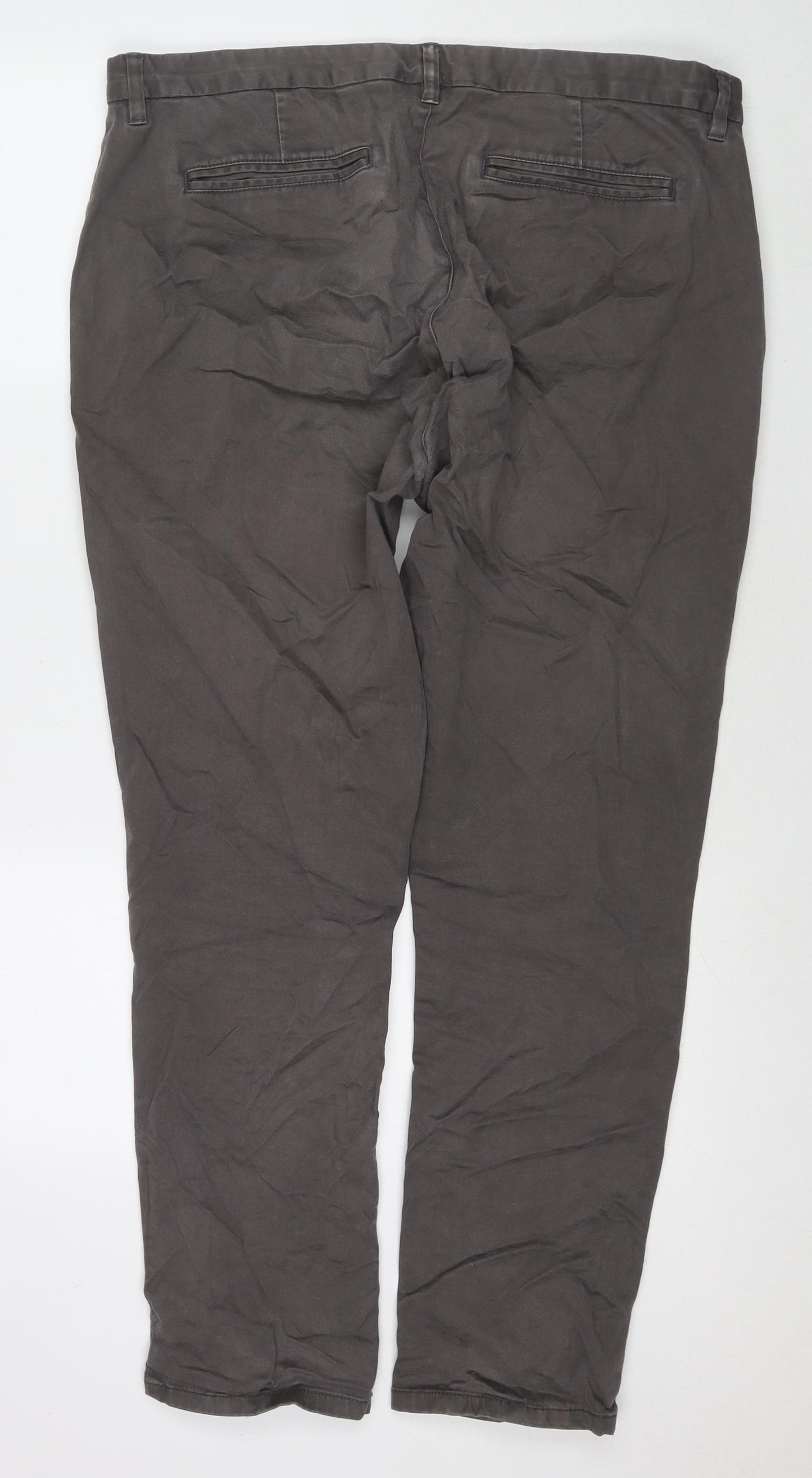 NEXT Mens Beige Cotton Trousers Size 38 in L30 in Slim Zip