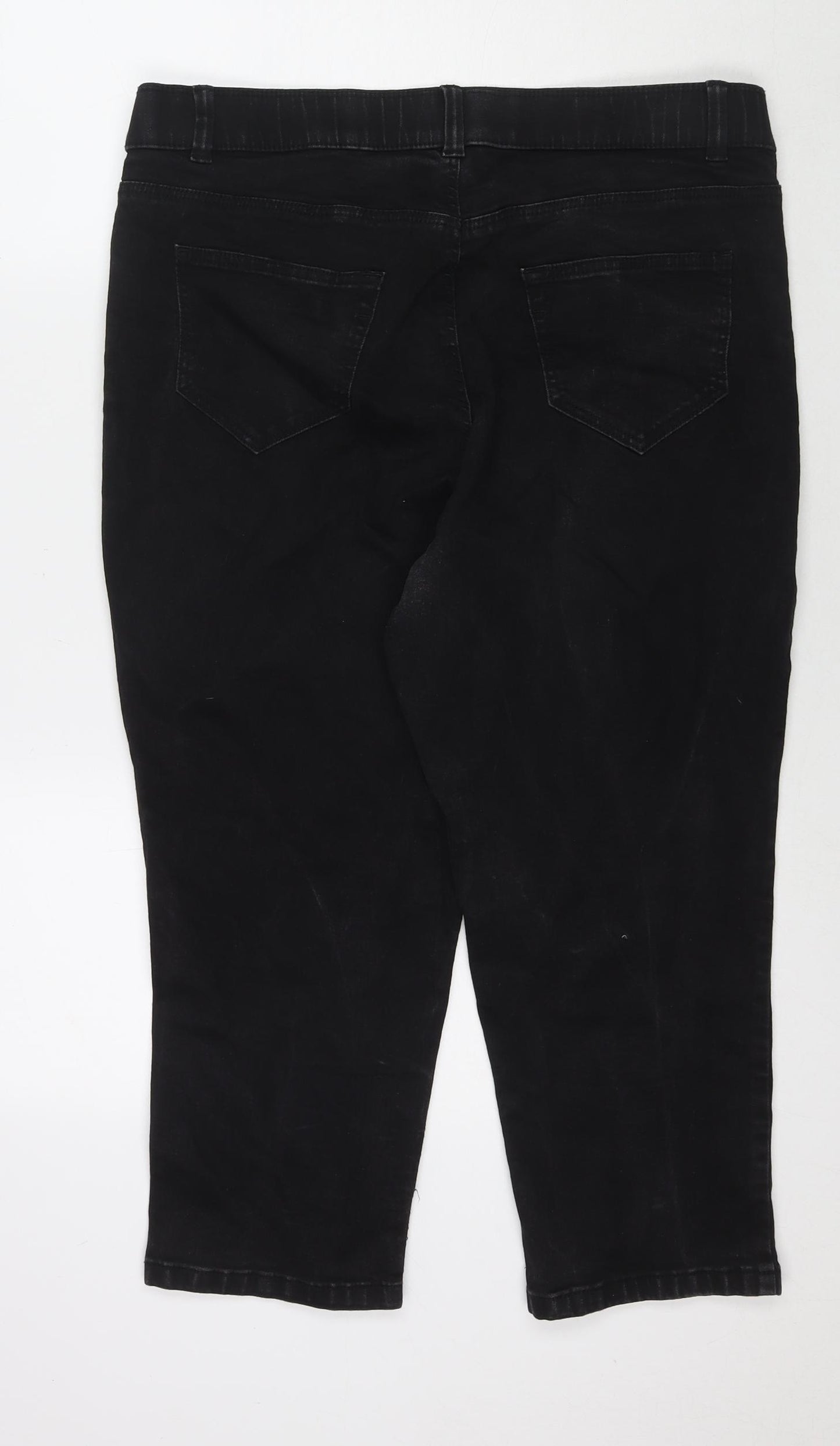 Simply Be Womens Black Cotton Cropped Jeans Size 18 L21 in Regular Zip