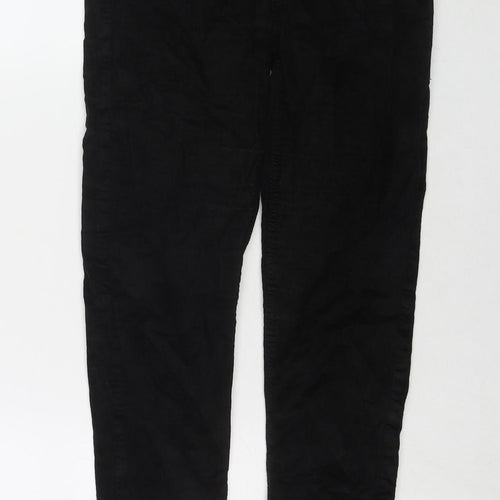 Topshop Womens Black Cotton Trousers Size 28 in L32 in Regular Zip