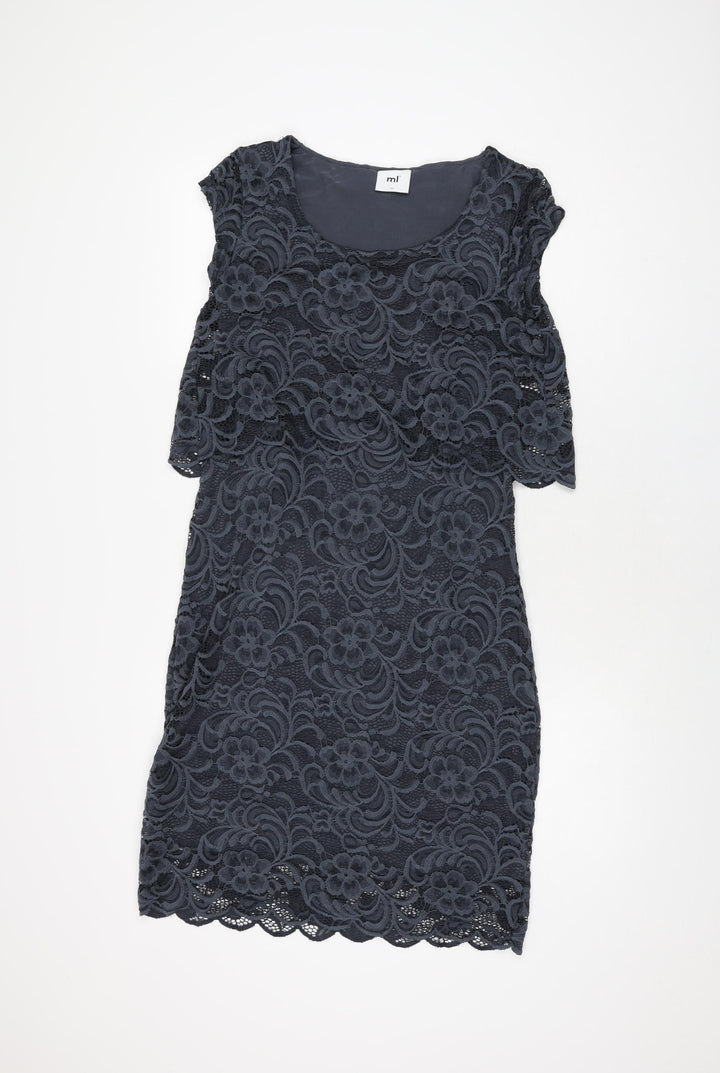 ml Womens Grey Cotton Bodycon Size M Round Neck Pullover
