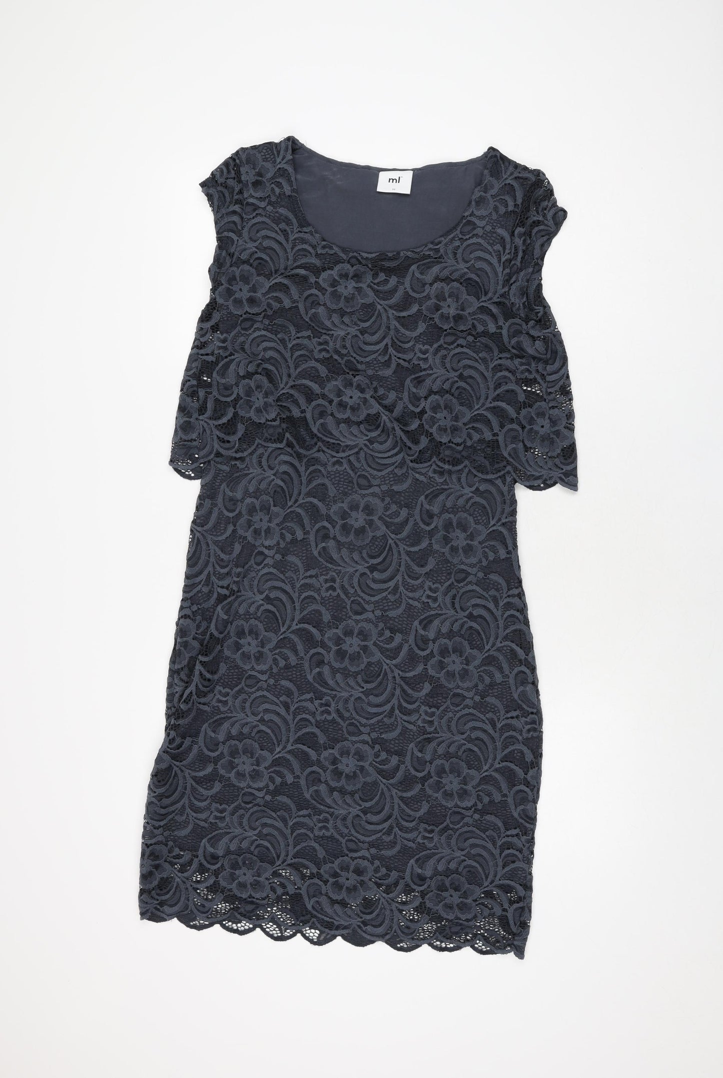 ml Womens Grey Cotton Bodycon Size M Round Neck Pullover