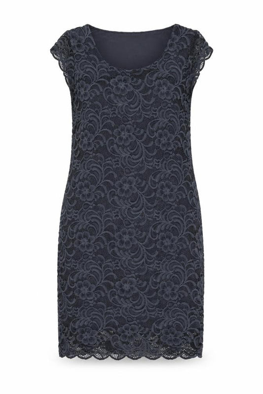 Front view of ml women’s grey cotton bodycon, size M, round neck pullover