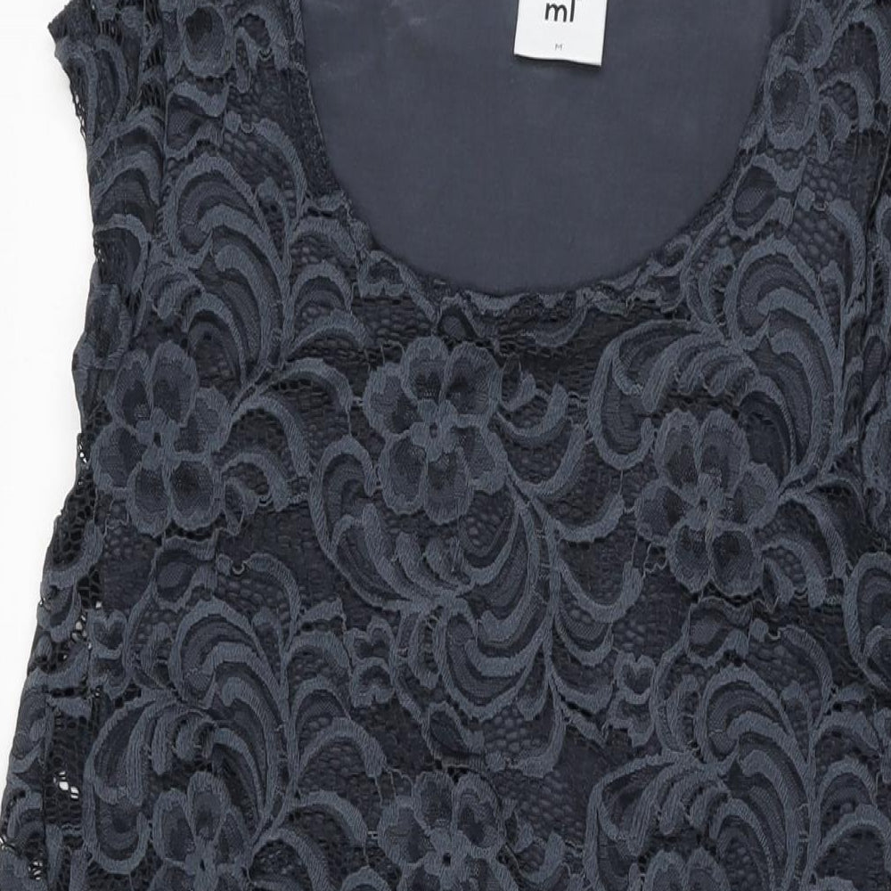 ml Womens Grey Cotton Bodycon Size M Round Neck Pullover