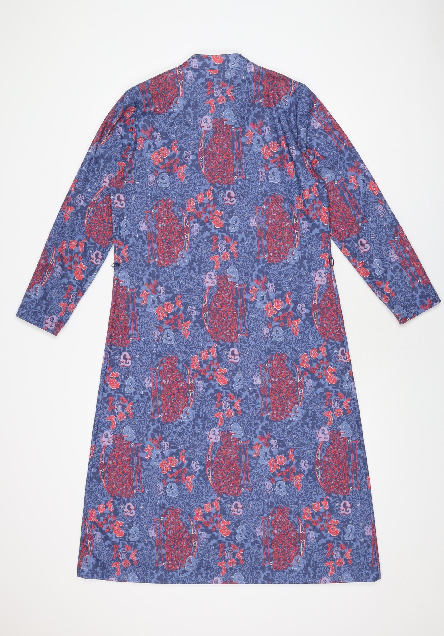 Richard Stump Womens Blue Geometric Polyester Shift Size 14 Round Neck Button