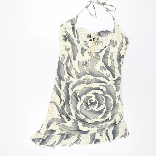 The Kript Womens Ivory Geometric Polyester Mini Size L Halter Tie