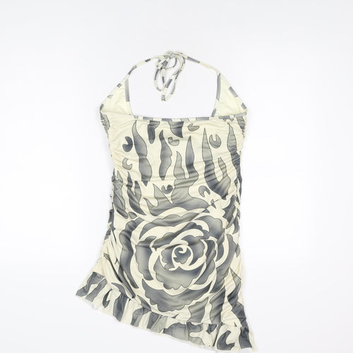 The Kript Womens Ivory Geometric Polyester Mini Size L Halter Tie