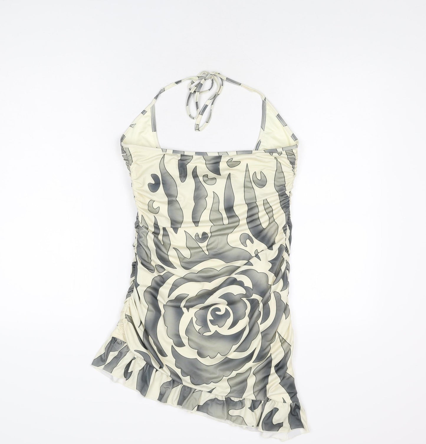 The Kript Womens Ivory Geometric Polyester Mini Size L Halter Tie
