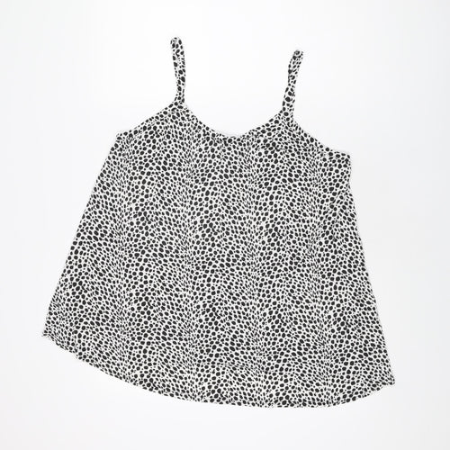 Love Yours Womens White Geometric Viscose Basic T-Shirt Size 18 V-Neck