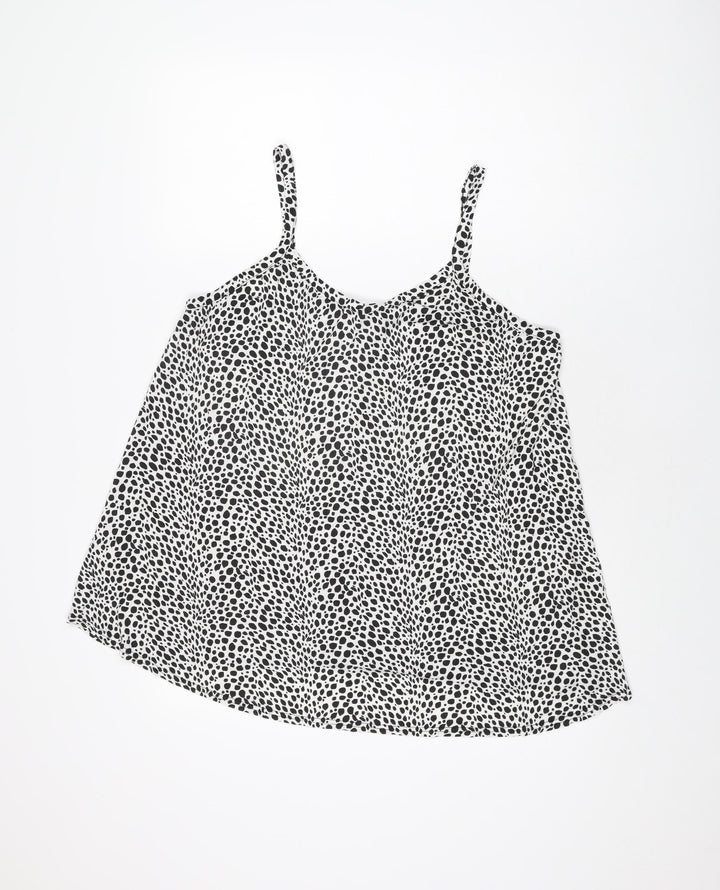 Love Yours Womens White Geometric Viscose Basic T-Shirt Size 18 V-Neck