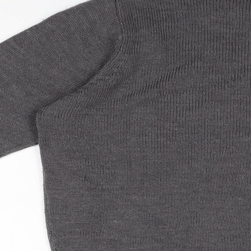 James Pringle Mens Grey Round Neck Geometric Acrylic Pullover Jumper Size S Long Sleeve