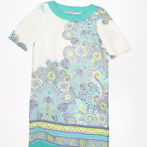 Per Una Womens White Paisley Polyester Shift Size 10 Boat Neck Pullover