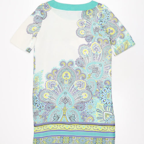 Per Una Womens White Paisley Polyester Shift Size 10 Boat Neck Pullover