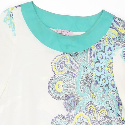Per Una Womens White Paisley Polyester Shift Size 10 Boat Neck Pullover