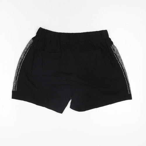L'olive Verte Womens Black Cotton Sweat Shorts Size L L4 in Regular Pull On