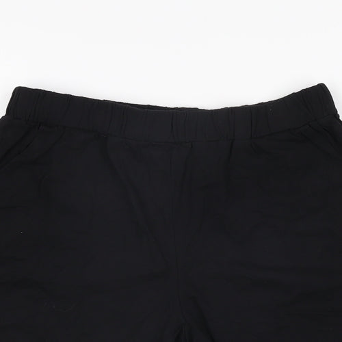 L'olive Verte Womens Black Cotton Sweat Shorts Size L L4 in Regular Pull On