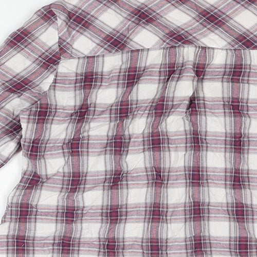 Marks and Spencer Womens Purple Plaid Cotton Basic Button-Up Size 8 V-Neck