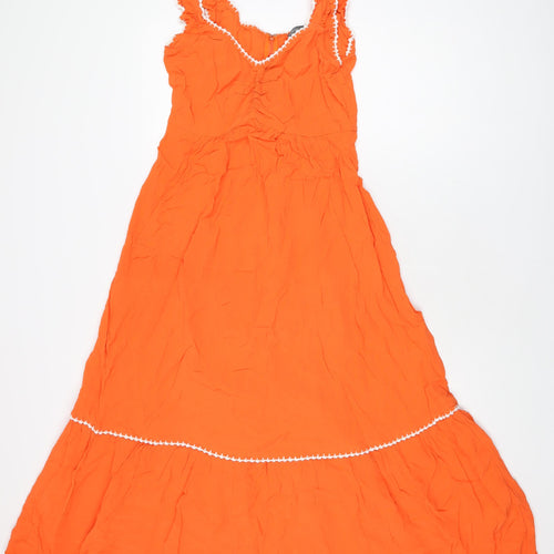 Mint Velvet Womens Orange Viscose A-Line Size 12 V-Neck Zip