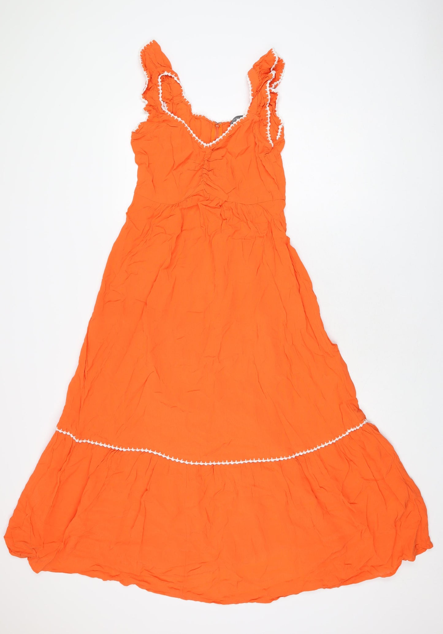 Mint Velvet Womens Orange Viscose A-Line Size 12 V-Neck Zip