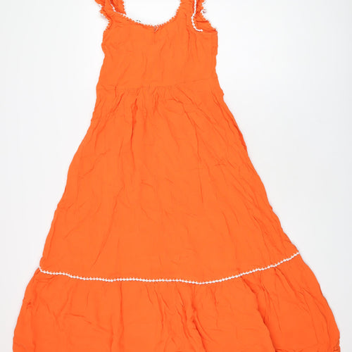 Mint Velvet Womens Orange Viscose A-Line Size 12 V-Neck Zip