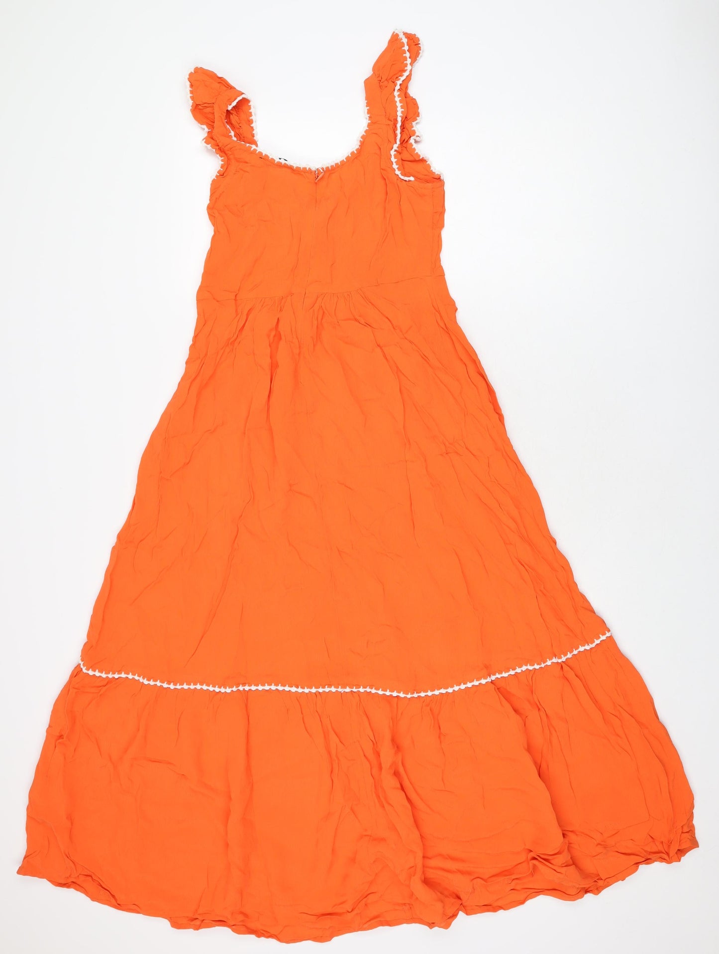 Mint Velvet Womens Orange Viscose A-Line Size 12 V-Neck Zip