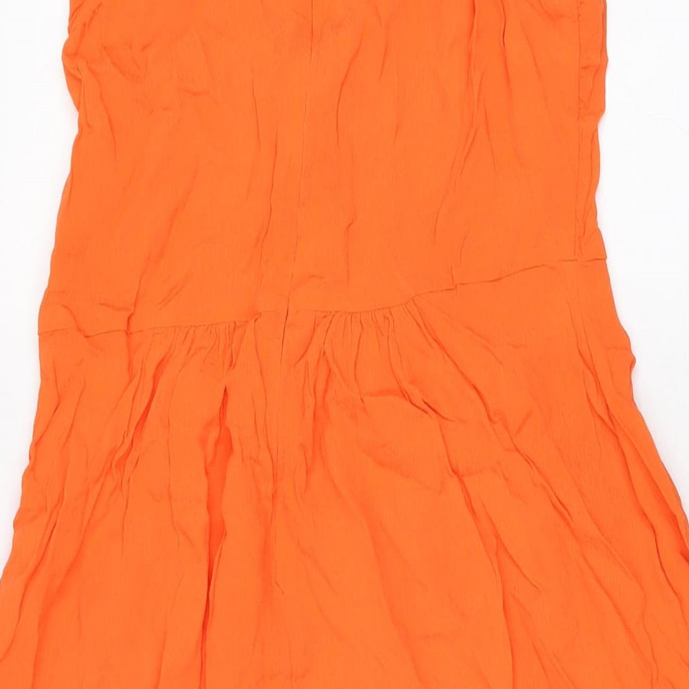 Mint Velvet Womens Orange Viscose A-Line Size 12 V-Neck Zip