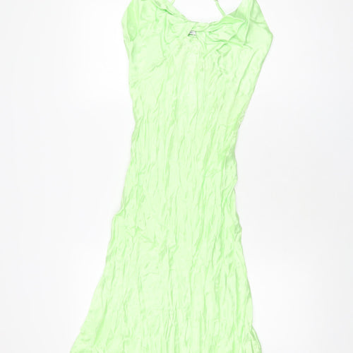 Bershk Womens Green Viscose Slip Dress Size M V-Neck Pullover