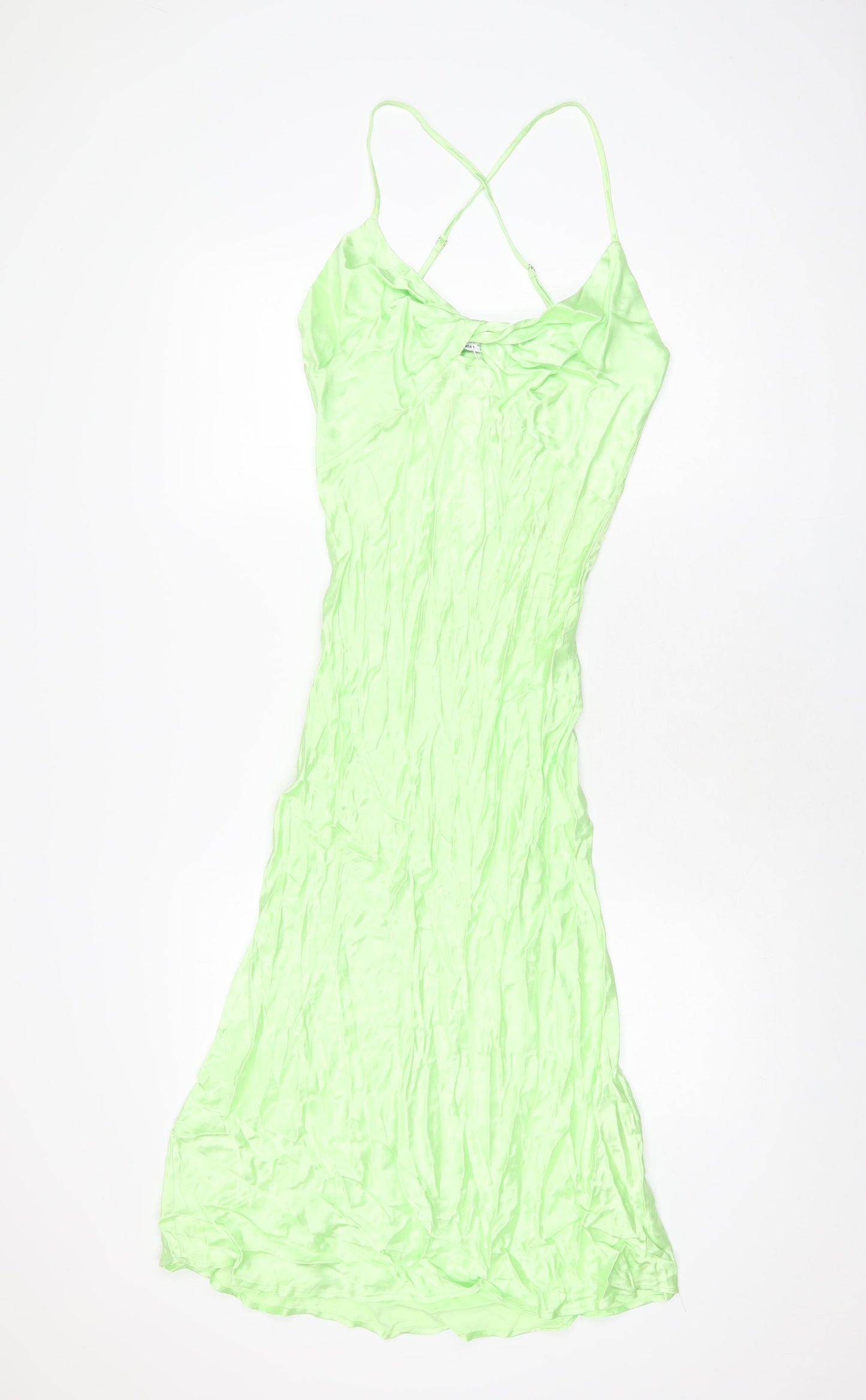 Bershk Womens Green Viscose Slip Dress Size M V-Neck Pullover