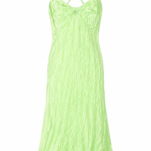 Bershk Womens Green Viscose Slip Dress Size M V-Neck Pullover