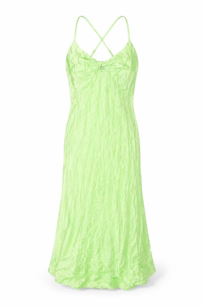 Bershk Womens Green Viscose Slip Dress Size M V-Neck Pullover