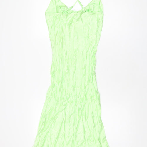 Bershk Womens Green Viscose Slip Dress Size M V-Neck Pullover
