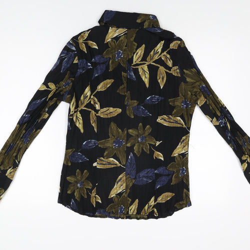 Taifun Womens Black Floral Polyester Basic Button-Up Size 14 Collared