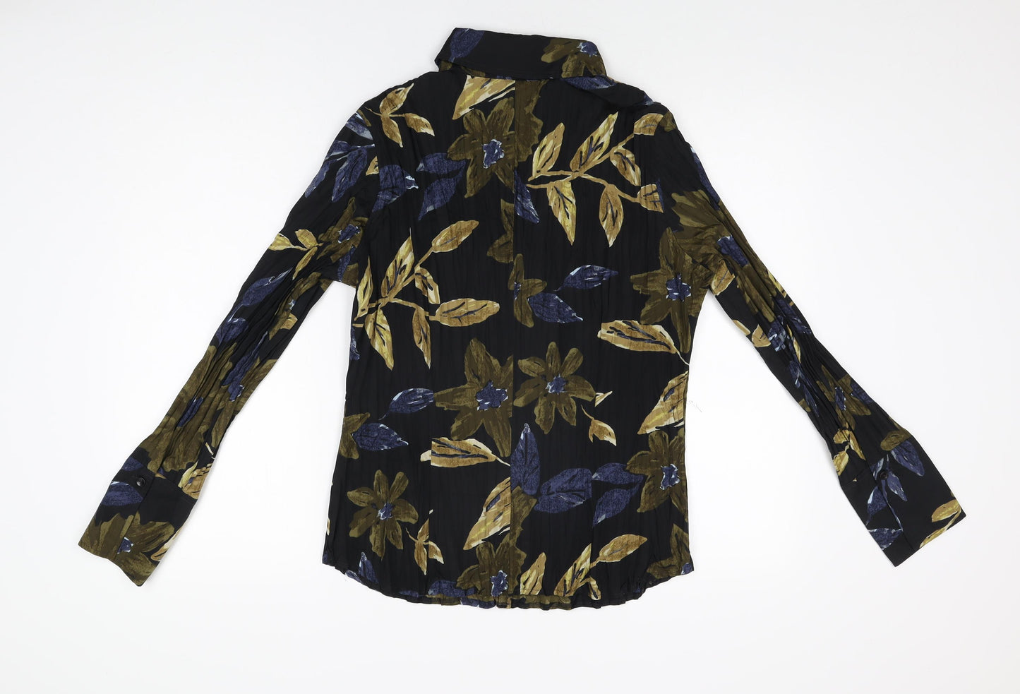 Taifun Womens Black Floral Polyester Basic Button-Up Size 14 Collared