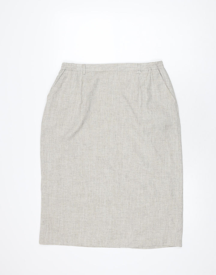 Oscar B Womens Beige Polyester Straight & Pencil Skirt Size 18 Zip