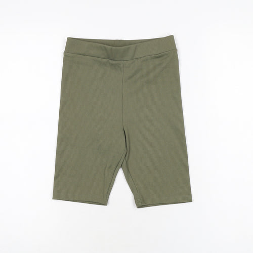 H&M Womens Green Polyester Biker Shorts Size 2XS L8 in Regular Pull On