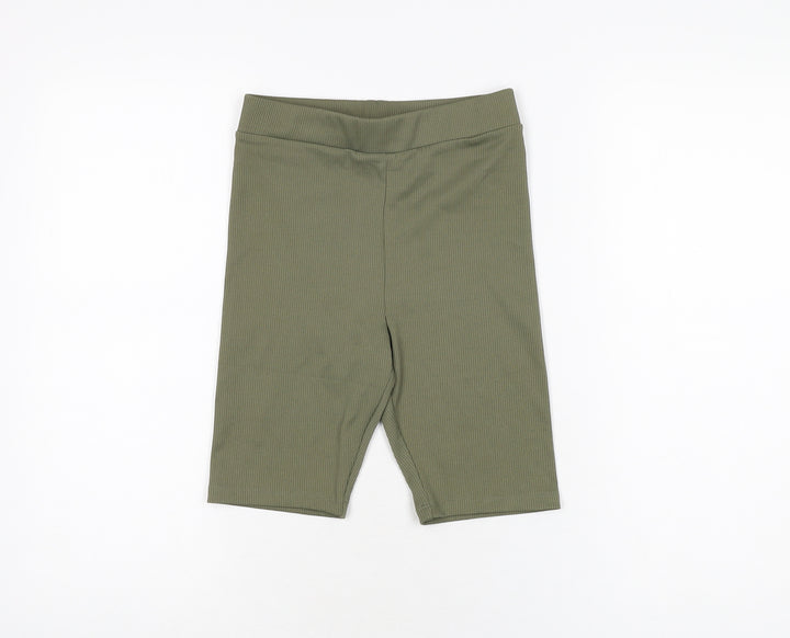 H&M Womens Green Polyester Biker Shorts Size 2XS L8 in Regular Pull On