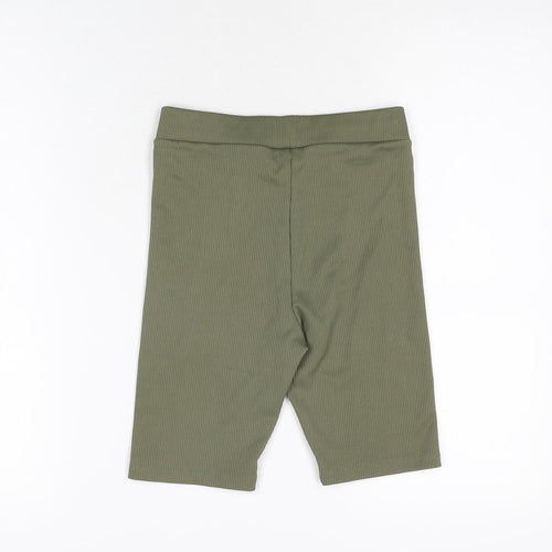 H&M Womens Green Polyester Biker Shorts Size 2XS L8 in Regular Pull On