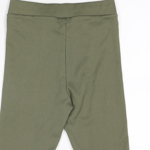 H&M Womens Green Polyester Biker Shorts Size 2XS L8 in Regular Pull On
