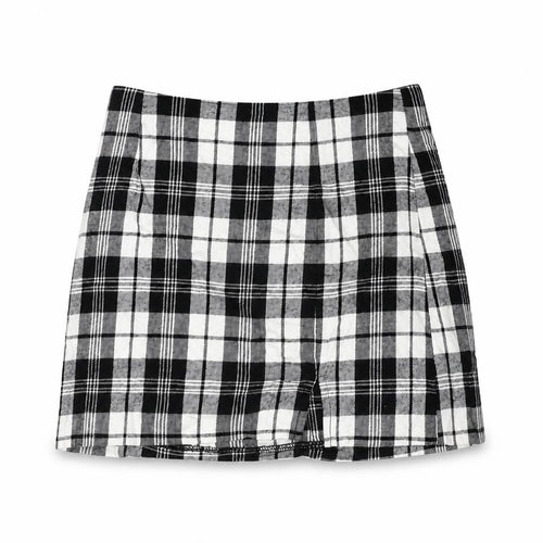 ASOS Womens Black Plaid Cotton Mini Skirt Size 8 Zip
