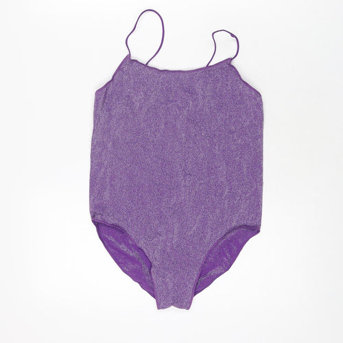Zara Womens Purple Polyamide Bodysuit One-Piece Size M Pullover
