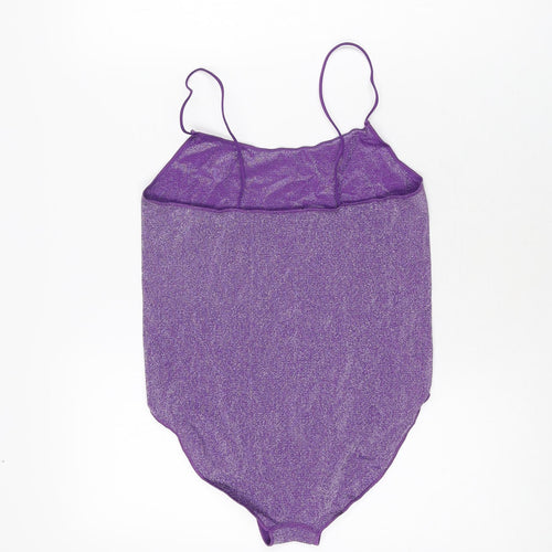 Zara Womens Purple Polyamide Bodysuit One-Piece Size M Pullover