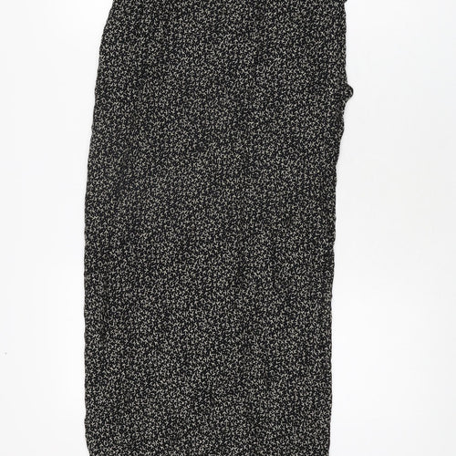 Clothing Specialist Womens Black Geometric Polyester Wrap Skirt Size L Tie