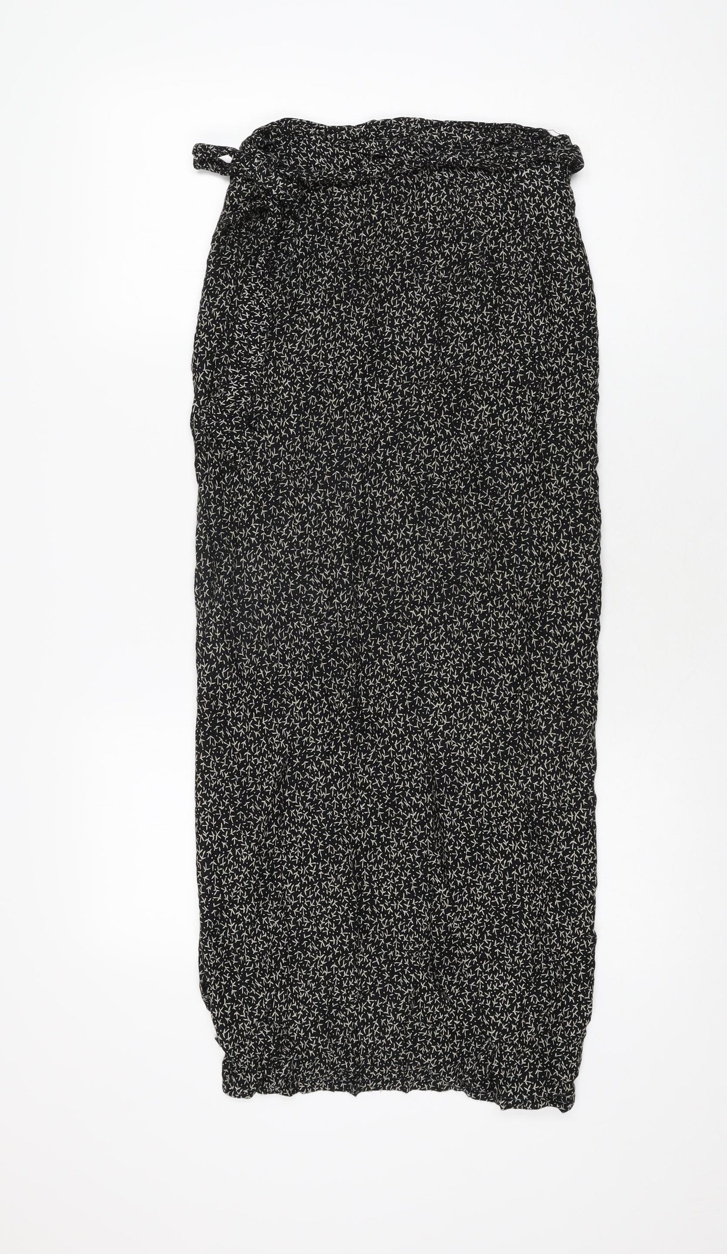 Clothing Specialist Womens Black Geometric Polyester Wrap Skirt Size L Tie